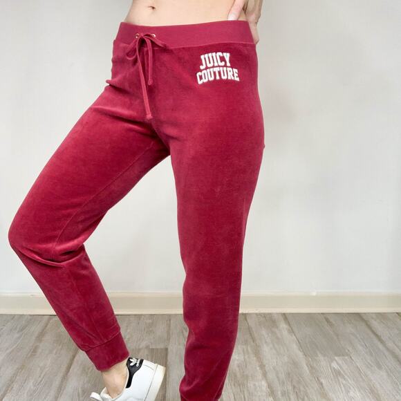JUICY COUTURE y2k 90s velour track suit sweatpants maroon berry 2829 - Picture 6 of 11